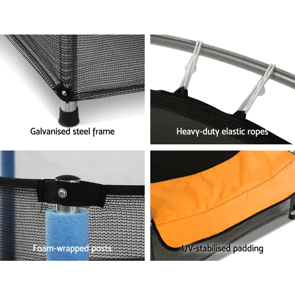 Everfit 4.5FT Trampoline for Kids Trampoline w/ Enclosure Safety Net Rebounder Gift Orange - Mekamart Australia