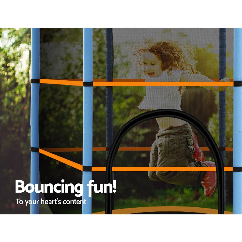 Everfit 4.5FT Trampoline for Kids Trampoline w/ Enclosure Safety Net Rebounder Gift Orange - Mekamart Australia