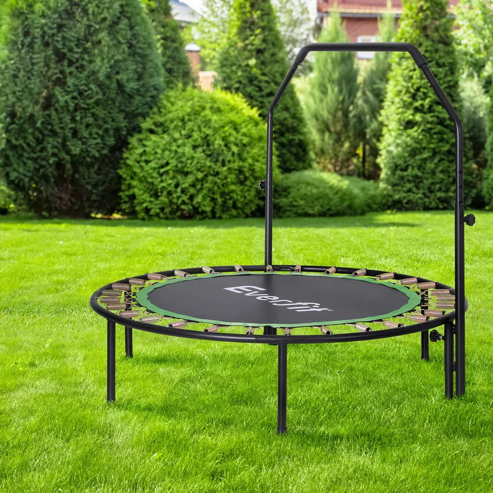 Everfit 48inch Round Fitness Trampoline Rebounder Adjustable Handrail Green - Mekamart Australia