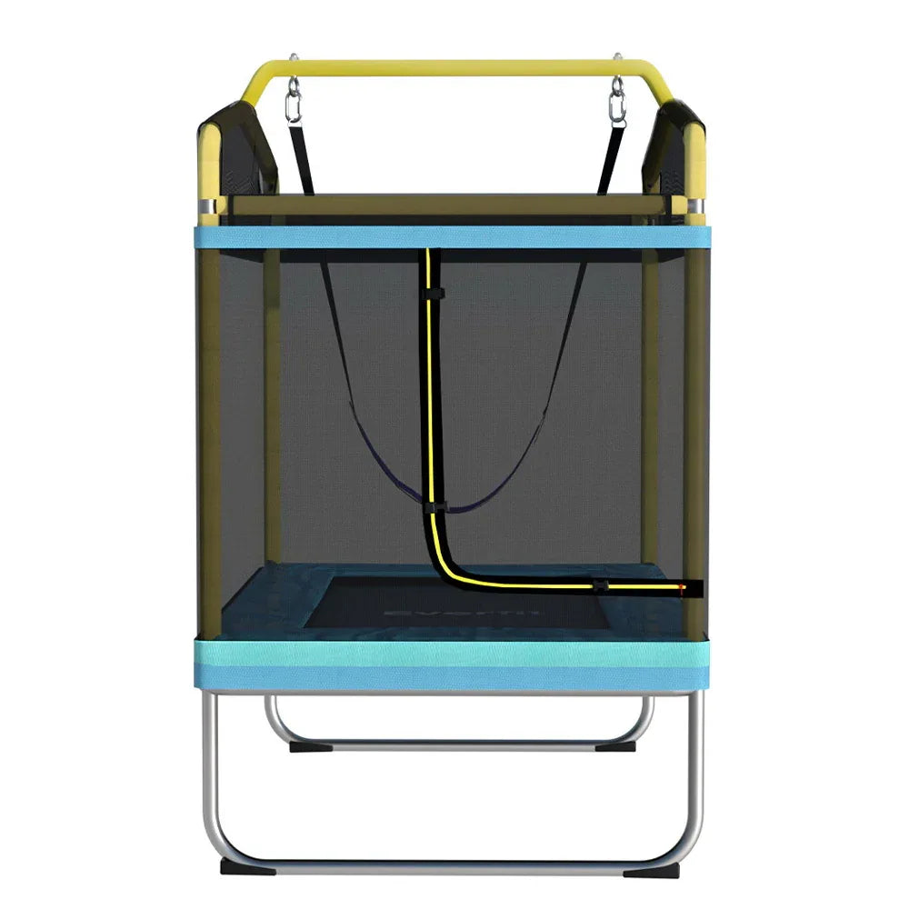Everfit 6FT Trampoline for Kids w/ Enclosure Safety Net Swing Rectangle Yellow - Mekamart Australia
