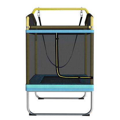 Everfit 6FT Trampoline for Kids w/ Enclosure Safety Net Swing Rectangle Yellow - Mekamart Australia
