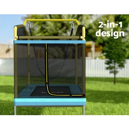 Everfit 6FT Trampoline for Kids w/ Enclosure Safety Net Swing Rectangle Yellow - Mekamart Australia