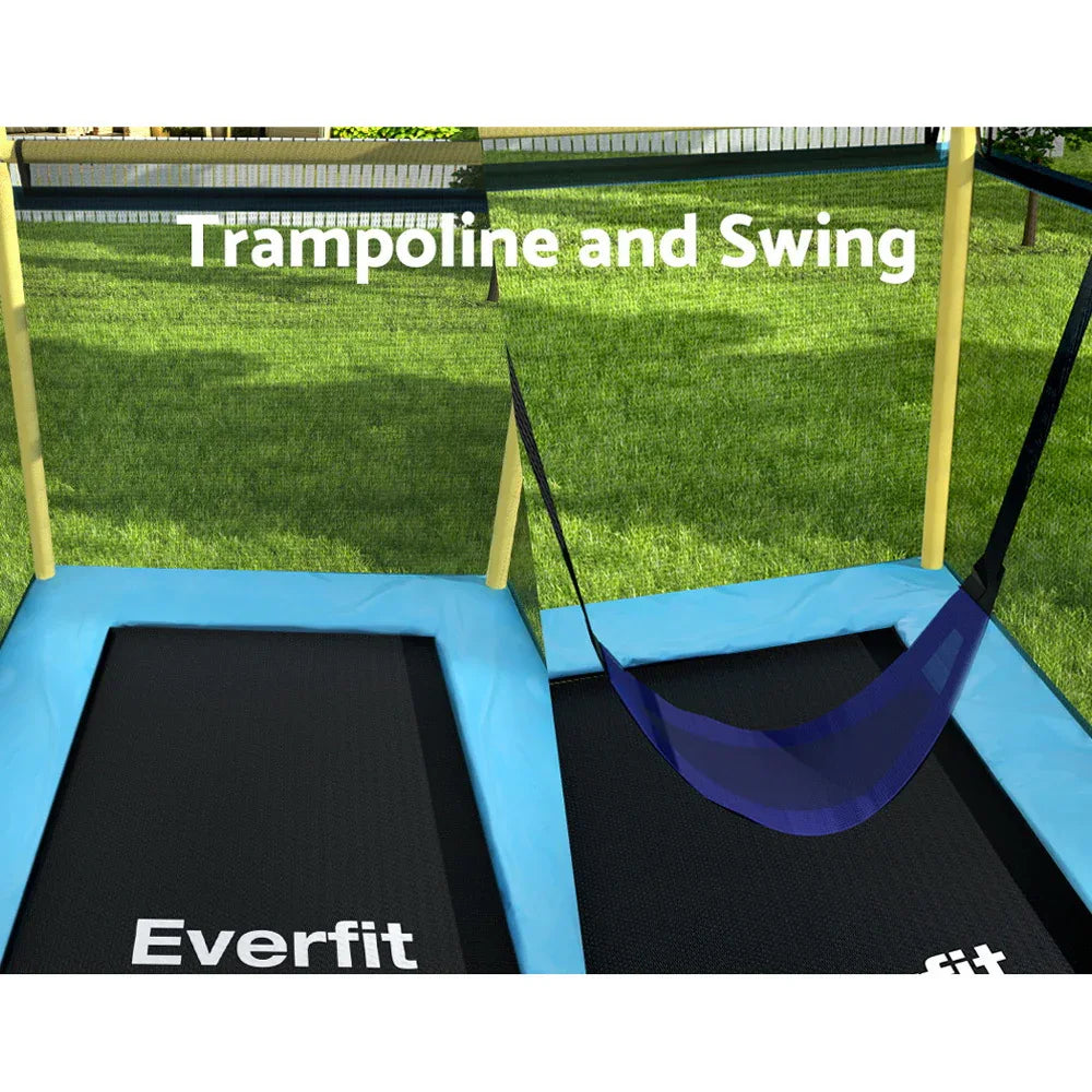 Everfit 6FT Trampoline for Kids w/ Enclosure Safety Net Swing Rectangle Yellow - Mekamart Australia