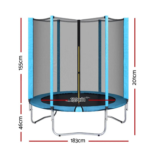 Everfit Trampoline 6FT Kids Trampolines Safety Net Pad Round Blue - Mekamart Australia