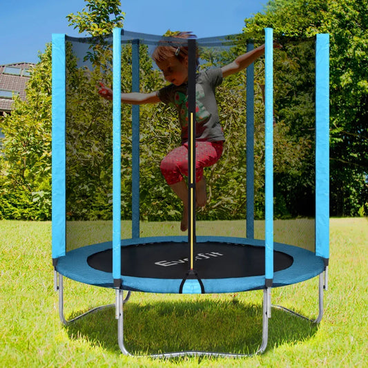 Everfit Trampoline 6FT Kids Trampolines Safety Net Pad Round Blue - Mekamart Australia