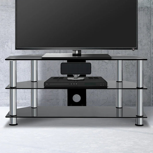 Artiss TV Stand 3 Tiers Storage Shelf Rack Tempered Glass Entertainment Unit - Mekamart Australia