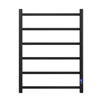 Devanti Heated Towel Rail 6 Round Bars with Timer Electric Heater Warmer Rack - Mekamart Australia