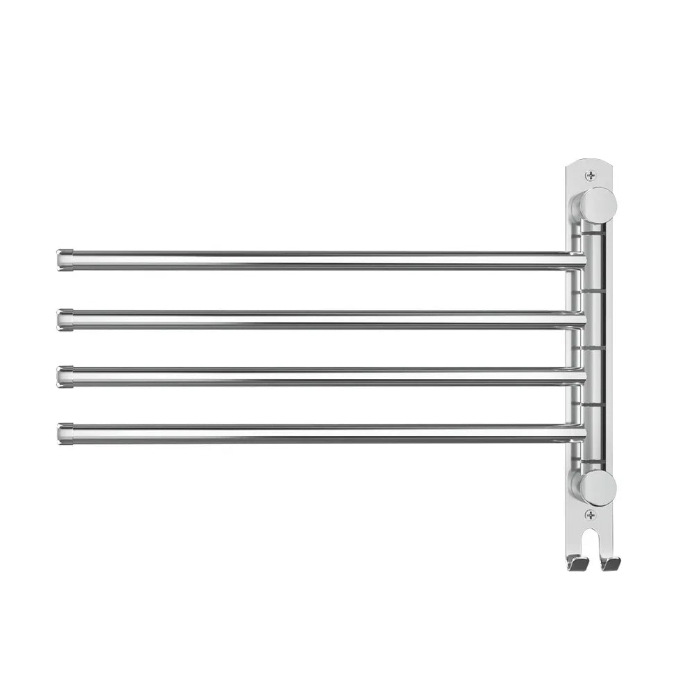 Towel Rail Rack Holder 4 Bars Wall Mounted Stainless Steel Swivel Hanging Hook - Mekamart Australia