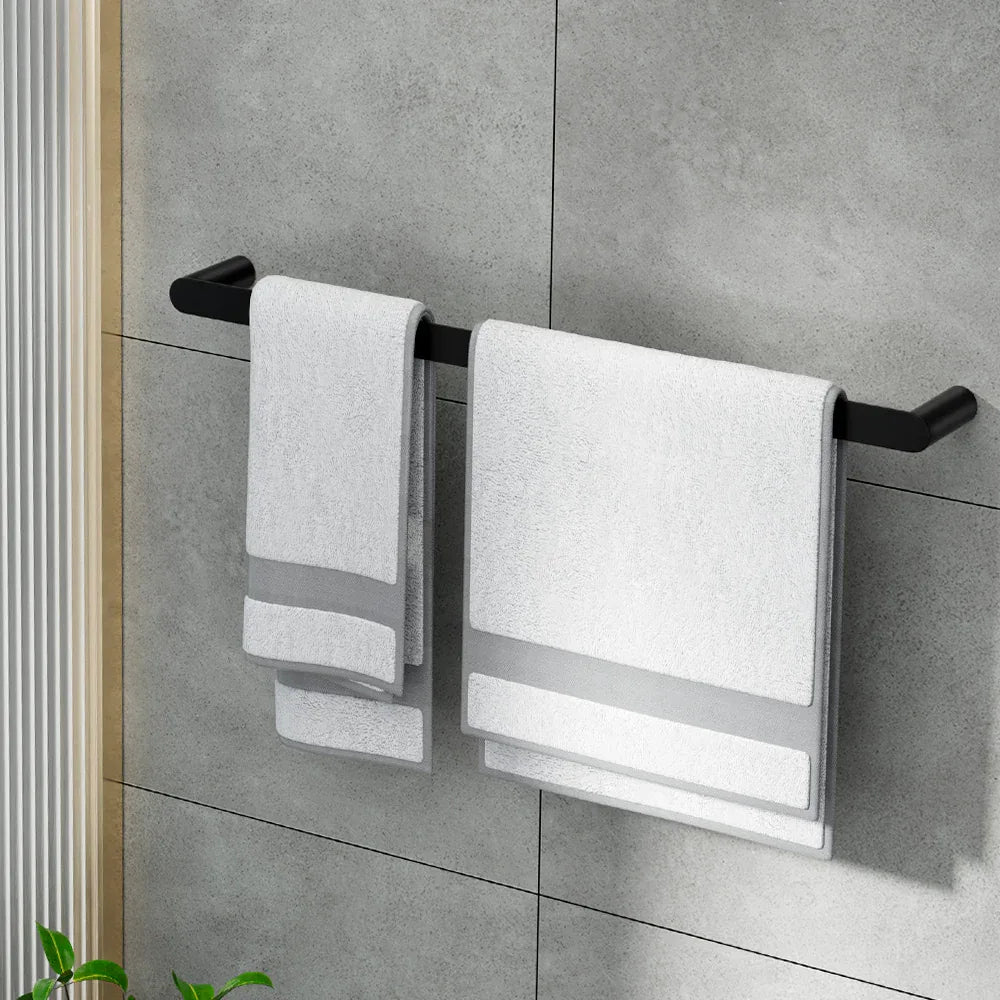 Towel Rail Rack Holder Single 600mm Wall Mounted Stainless Steel Black - Mekamart Australia
