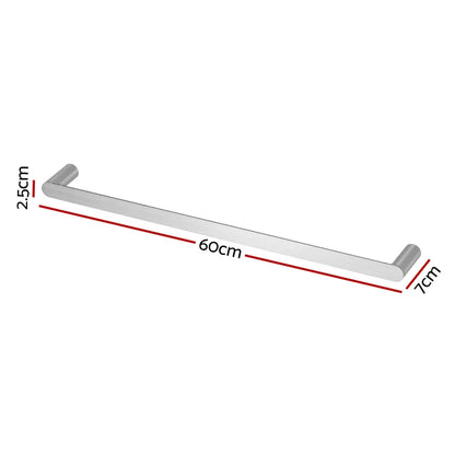 Towel Rail Rack Holder Single 600mm Wall Mounted Stainless Steel Silver - Mekamart Australia