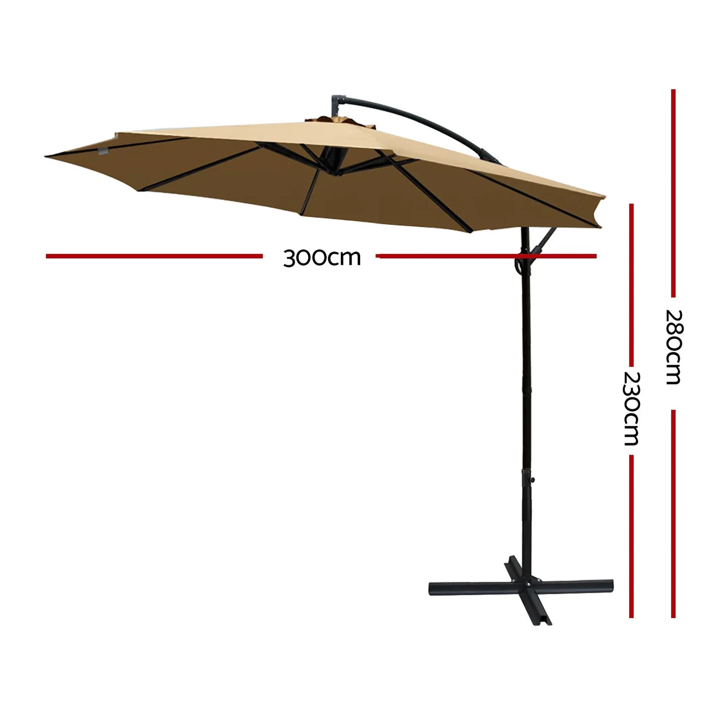 Instahut 3m Outdoor Umbrella Cantilever Beach Garden Patio Beige - Mekamart Australia