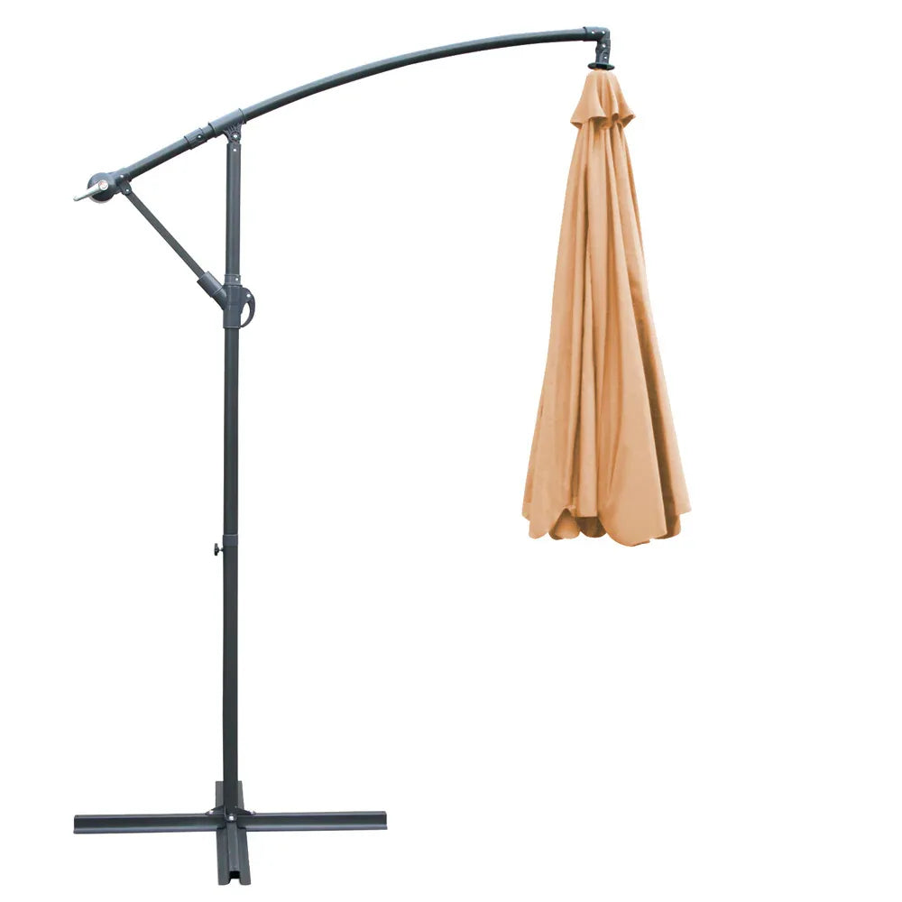 Instahut 3m Outdoor Umbrella Cantilever Beach Garden Patio Beige - Mekamart Australia