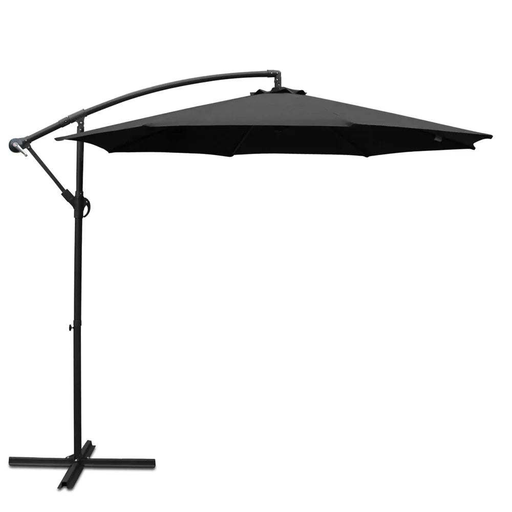 Instahut 3m Outdoor Umbrella Cantilever Beach Garden Patio Black - Mekamart Australia