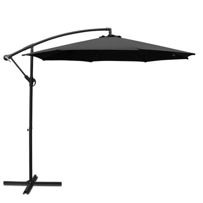 Instahut 3m Outdoor Umbrella Cantilever Beach Garden Patio Black - Mekamart Australia