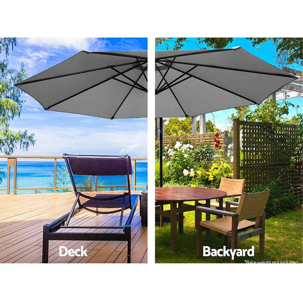 Instahut 3m Outdoor Umbrella Cantilever Beach Garden Patio Grey - Mekamart Australia