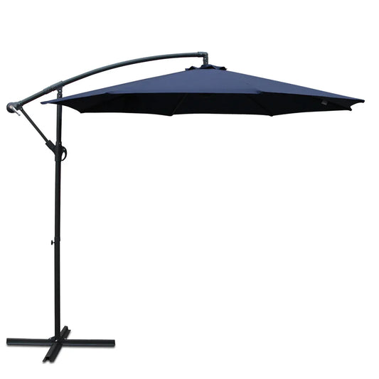 Instahut 3m Outdoor Umbrella Cantilever Beach Garden Patio Navy - Mekamart Australia