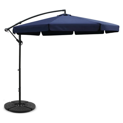 Instahut 3m Outdoor Umbrella w/Base Cantilever Garden Patio Beach Navy - Mekamart Australia