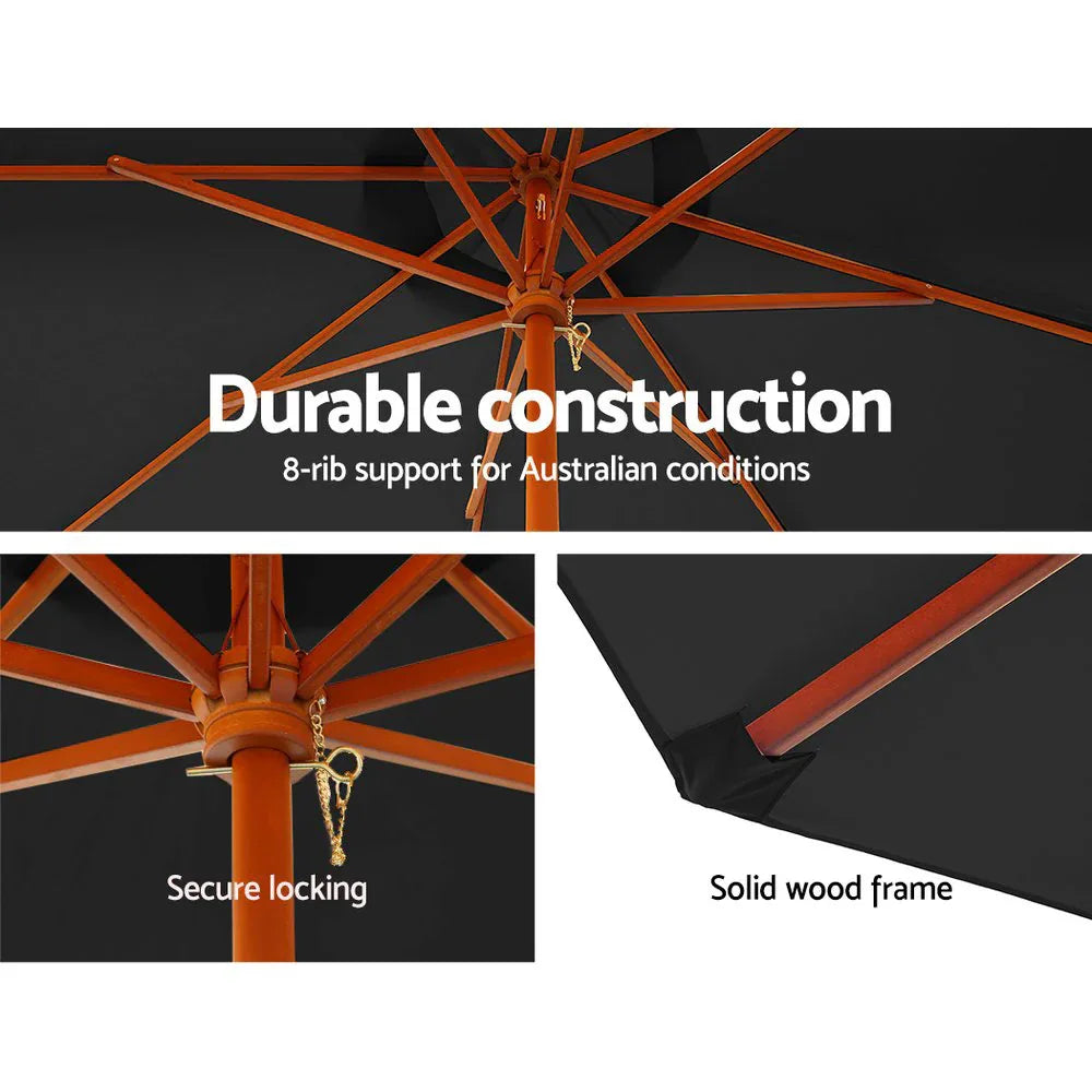 Instahut 3m Outdoor Umbrella Pole Umbrellas Beach Garden Sun Stand Patio Black - Mekamart Australia