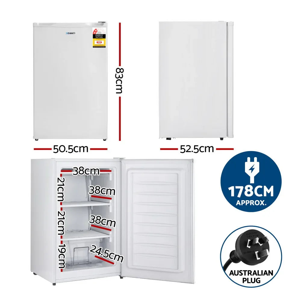Devanti 81L Upright Freezer Fridge White - Mekamart Australia