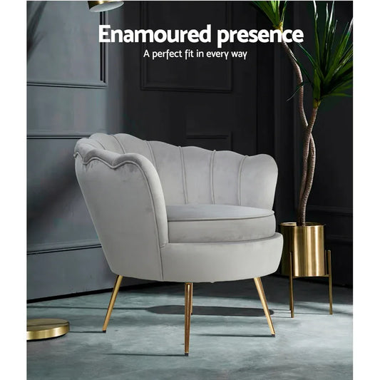 Artiss Armchair Velvet Grey Callista - Mekamart Australia