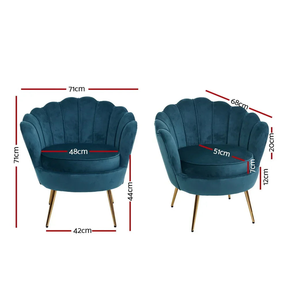 Artiss Armchair Velvet Blue Callista - Mekamart Australia