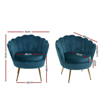 Artiss Armchair Velvet Blue Callista - Mekamart Australia