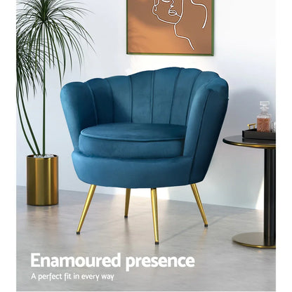 Artiss Armchair Velvet Blue Callista - Mekamart Australia