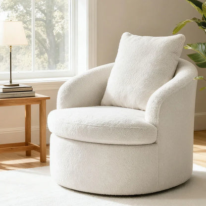 Artiss Round Swivel Armchair Extra Pillow White - Mekamart Australia