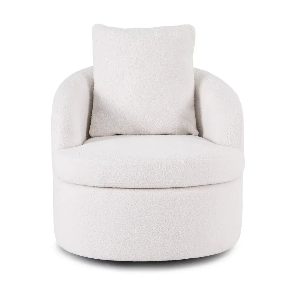Artiss Round Swivel Armchair Extra Pillow White - Mekamart Australia