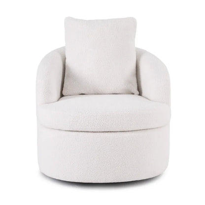 Artiss Round Swivel Armchair Extra Pillow White - Mekamart Australia