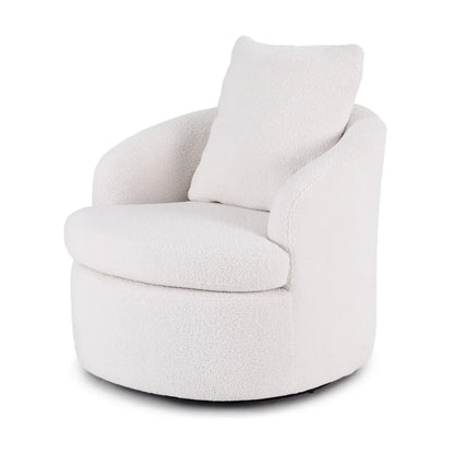 Artiss Round Swivel Armchair Extra Pillow White - Mekamart Australia