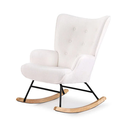 Artiss Rocking Armchair Nursing Chair Boucle Fabric White - Mekamart Australia