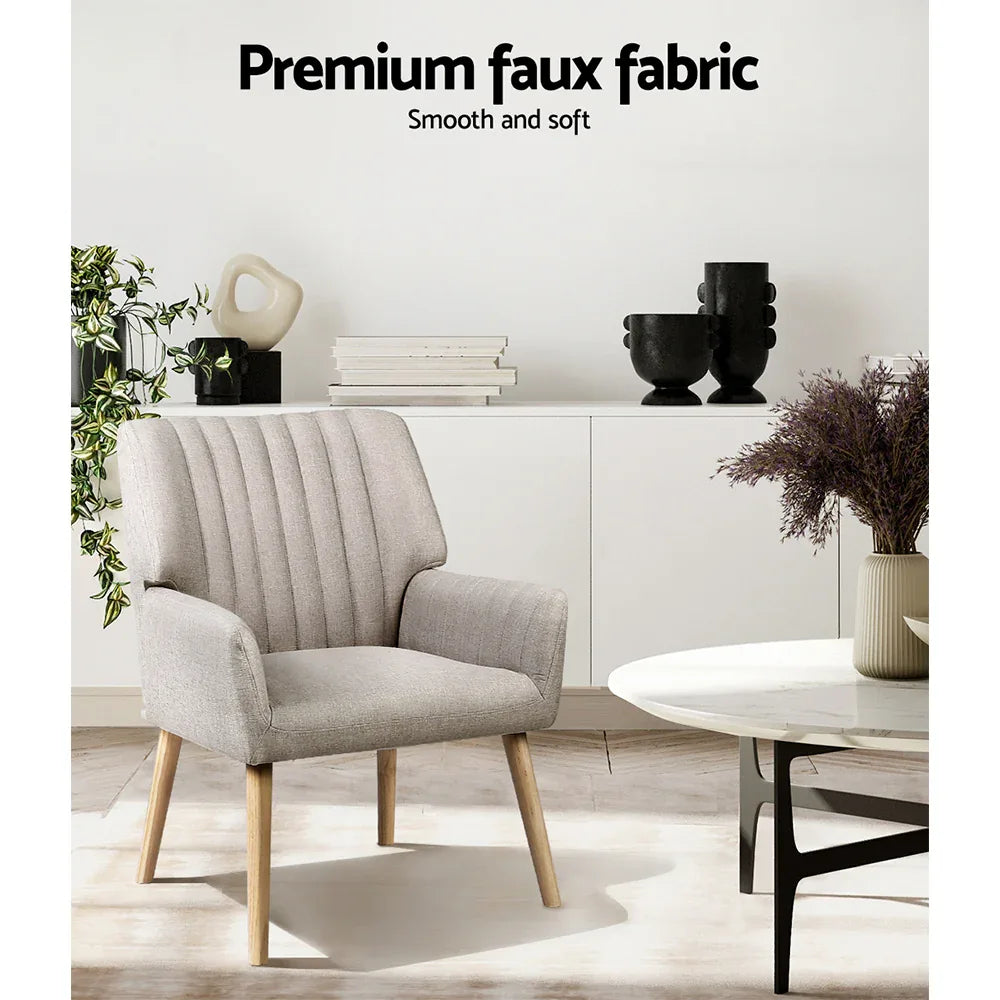 Artiss Armchair Fabric Beige Sebastini - Mekamart Australia
