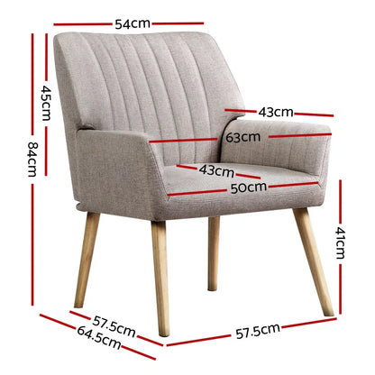 Artiss 2X Armchair Faux Fabric Beige - Mekamart Australia