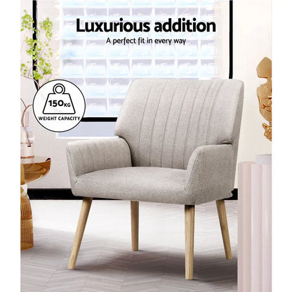 Artiss 2X Armchair Faux Fabric Beige - Mekamart Australia