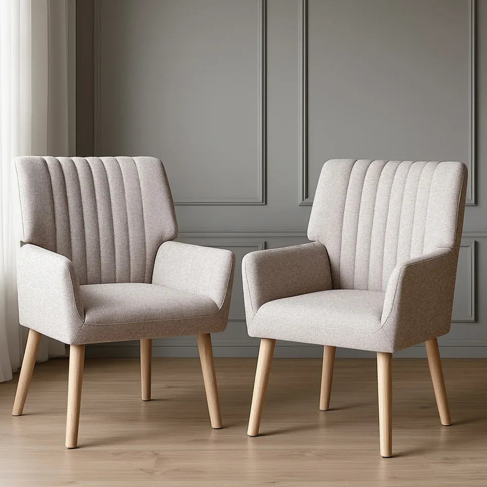 Artiss 2X Armchair Faux Fabric Beige - Mekamart Australia