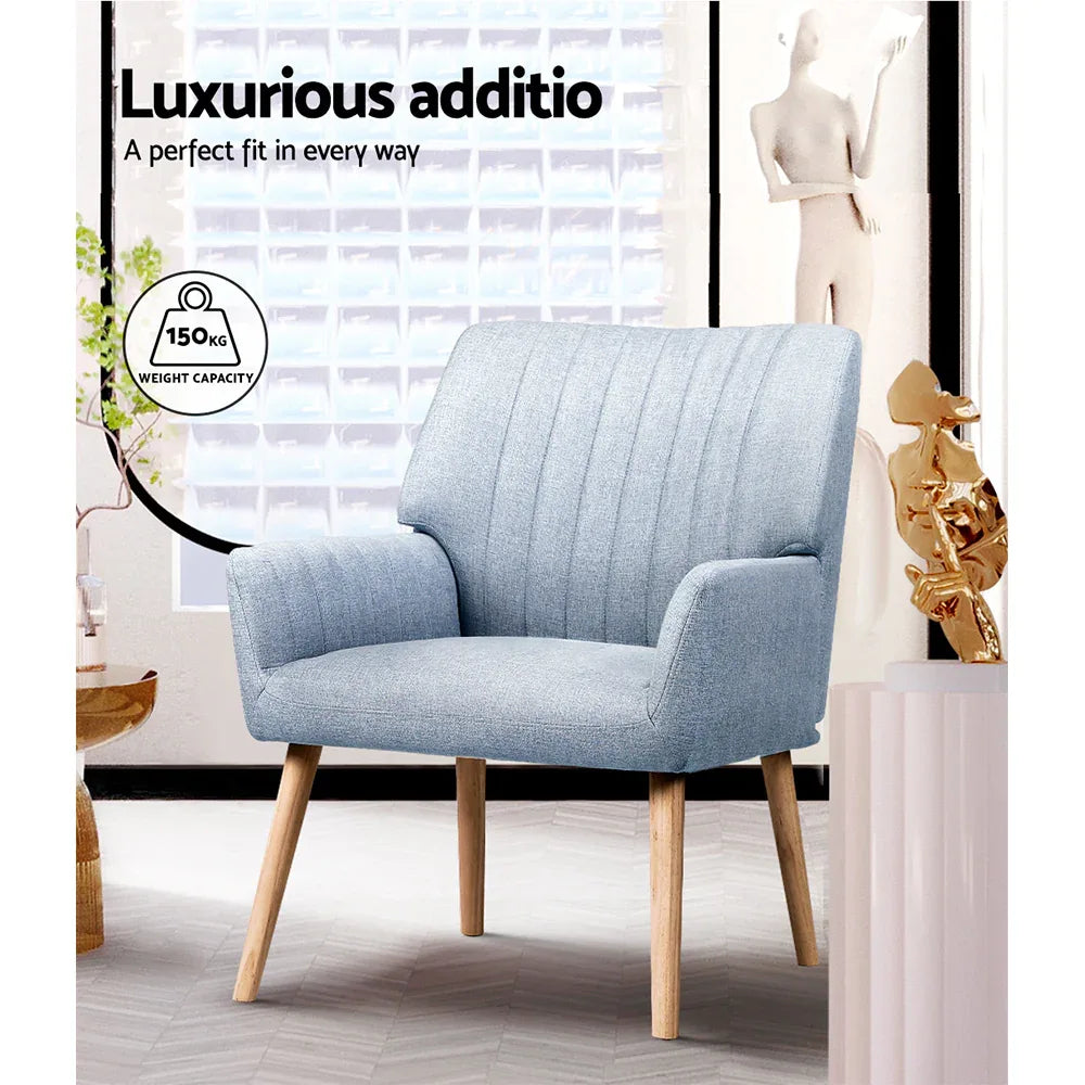 Artiss Armchair Fabric Blue Grey Sebastini - Mekamart Australia