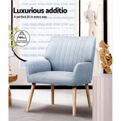 Artiss Armchair Fabric Blue Grey Sebastini - Mekamart Australia