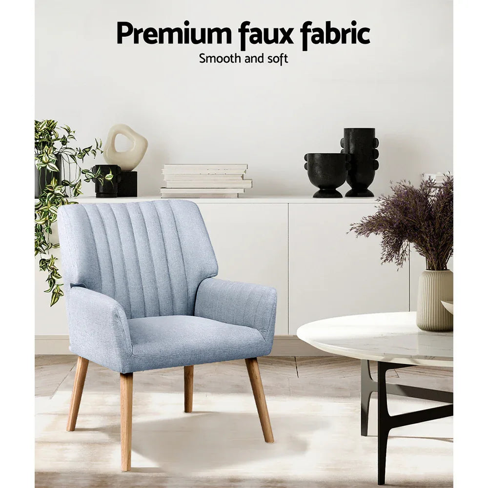 Artiss Armchair Fabric Blue Grey Sebastini - Mekamart Australia