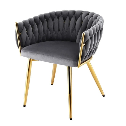 Artiss 1x Dining Chair Armchair Cafe Kitchen Lounge Chairs Velvet Weaving Grey - Mekamart Australia