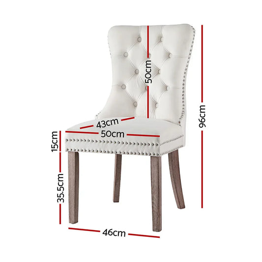 1 Set of 2 Artiss Dining Chairs Beige Velvet - Mekamart Australia