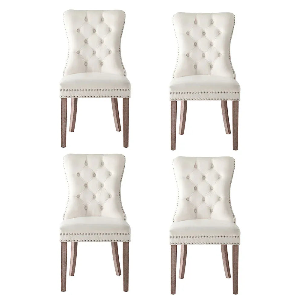 1 Set of 4 Artiss Dining Chairs Beige Velvet - Mekamart Australia