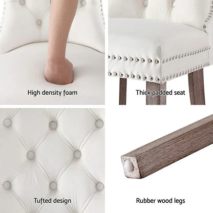 1 Set of 4 Artiss Dining Chairs Beige Velvet - Mekamart Australia