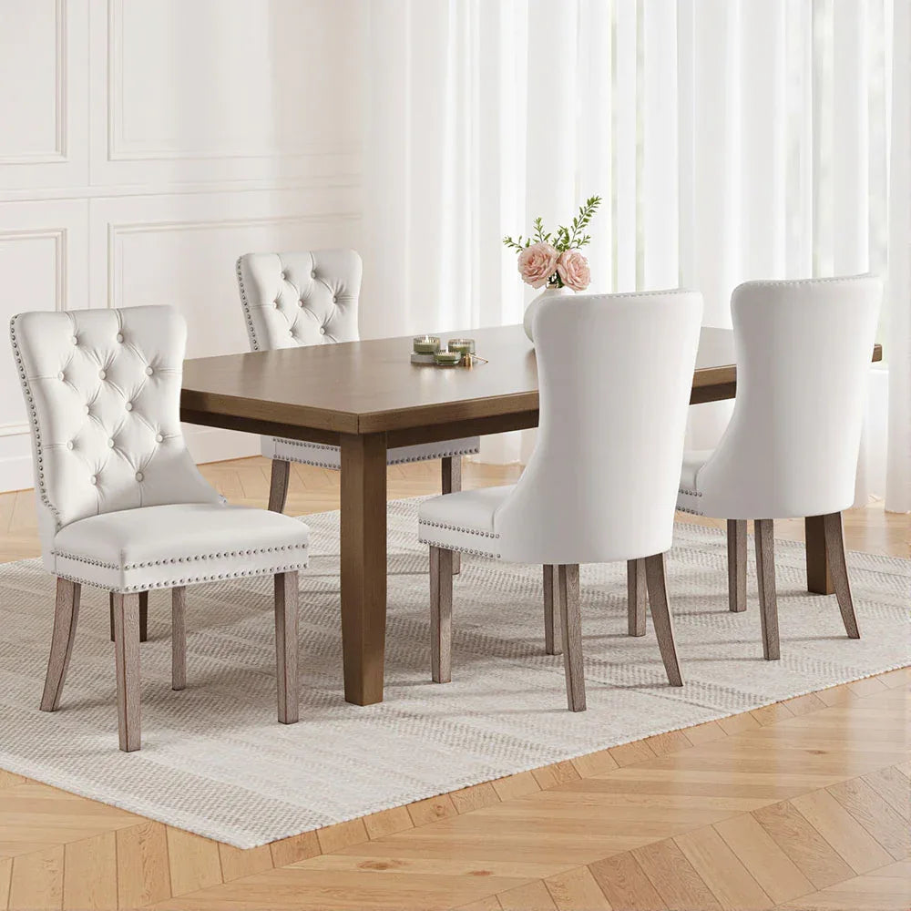 1 Set of 4 Artiss Dining Chairs Beige Velvet - Mekamart Australia