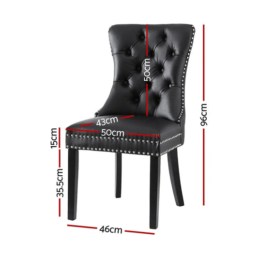 1 Set of 4 Artiss Dining Chairs Black Leather - Mekamart Australia
