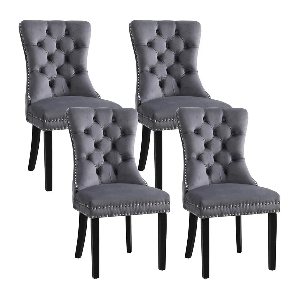 1 Set of 4 Artiss Dining Chairs Grey Velvet - Mekamart Australia