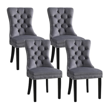 1 Set of 4 Artiss Dining Chairs Grey Velvet - Mekamart Australia