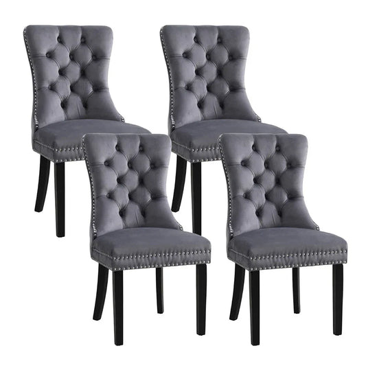 1 Set of 4 Artiss Dining Chairs Grey Velvet - Mekamart Australia