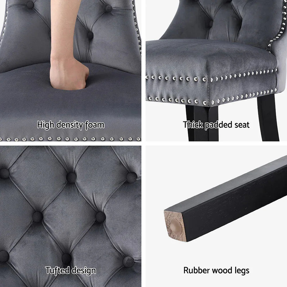 1 Set of 4 Artiss Dining Chairs Grey Velvet - Mekamart Australia