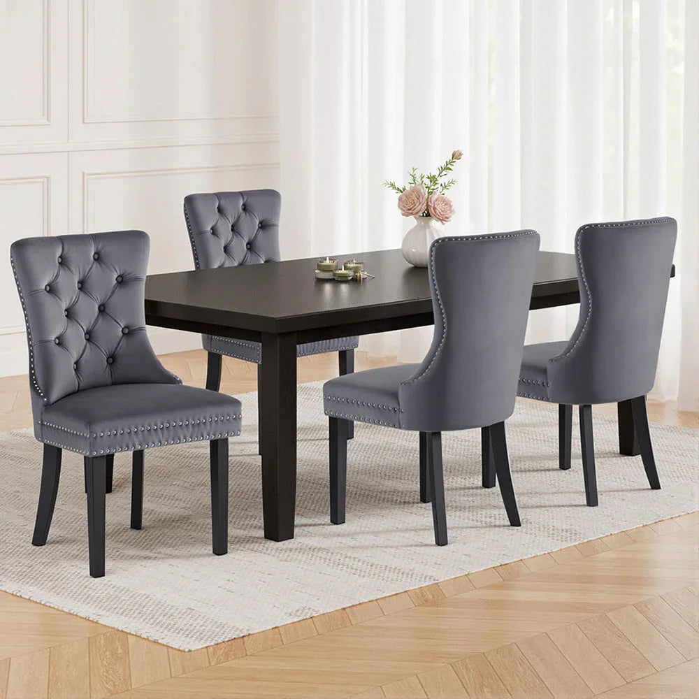1 Set of 4 Artiss Dining Chairs Grey Velvet - Mekamart Australia